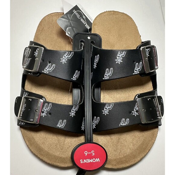 Womens FOCO NBA San Antonio Spurs Double Buckle Slide Sandals Size S (5-6) - Picture 4 of 6